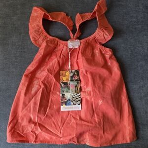 Masala Baby Coral Ruffle Top